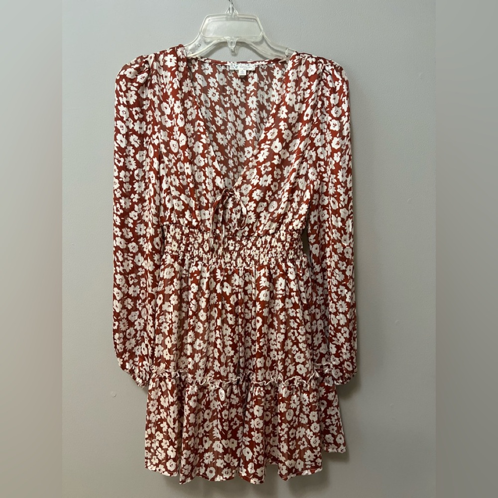 Endless Blu  Floral Long Sleeve Dress